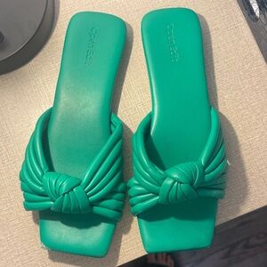 Open Edit Green Knotted Slide Sandals